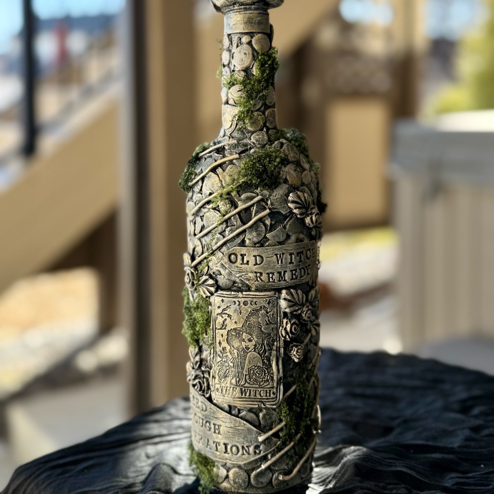 Handcrafted “Old Witch Remedy”Apothecary Bottle Potion Bottle-Gothic Cottagecore